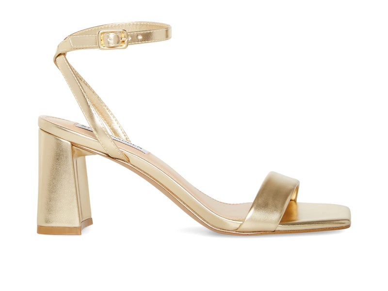 Steve MaddenÂ® Luxe Block Heeled Sandals for Women â€“ Leather Upper and Lining â€“ Adjustable Buckle Closure Gold 10 M - Image 4