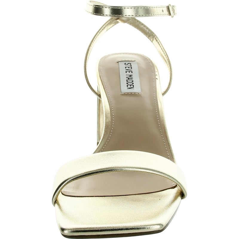 Steve MaddenÂ® Luxe Block Heeled Sandals for Women â€“ Leather Upper and Lining â€“ Adjustable Buckle Closure Gold 10 M - Image 3
