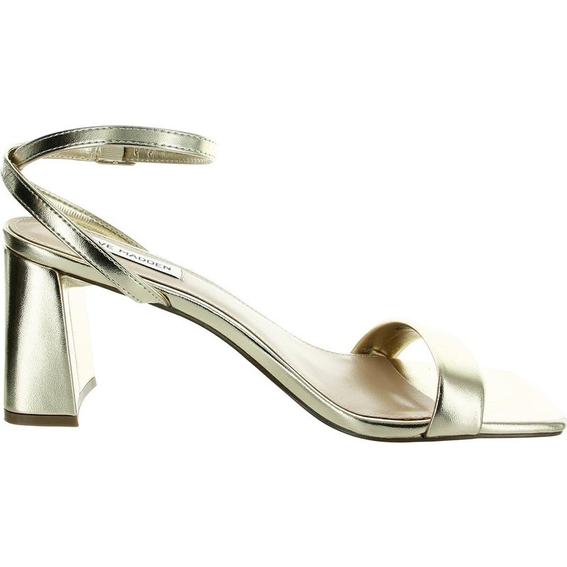 Steve MaddenÂ® Luxe Block Heeled Sandals for Women â€“ Leather Upper and Lining â€“ Adjustable Buckle Closure Gold 10 M - Image 2
