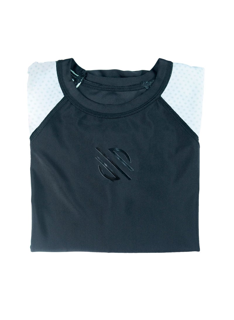 Sanabul  Sanabul Kids Essential Long Sleeve RashGuard | Ideal for BJJ, MMA & More | Black & White Medium - Image 2