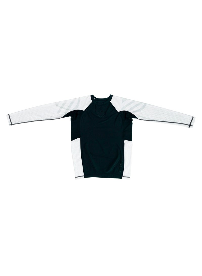 Sanabul  Sanabul Kids Essential Long Sleeve RashGuard | Ideal for BJJ, MMA & More | Black & White Medium - Image 1
