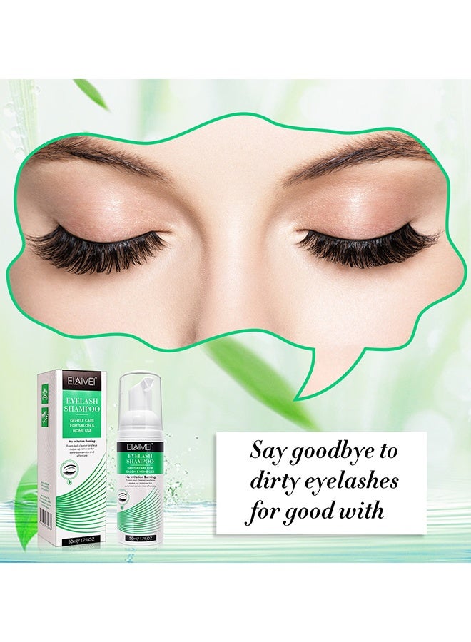 Elaimei Eyelash Extension Shampoo 50 ml + Brush - Eyelid Foam Cleaner, Lash Foam Shampoo, Eyelid Cleanser For Makeup Remover, Eyelash Wash And Eyelash Bath For Extensions, Salon Use And Home Care - Image 5