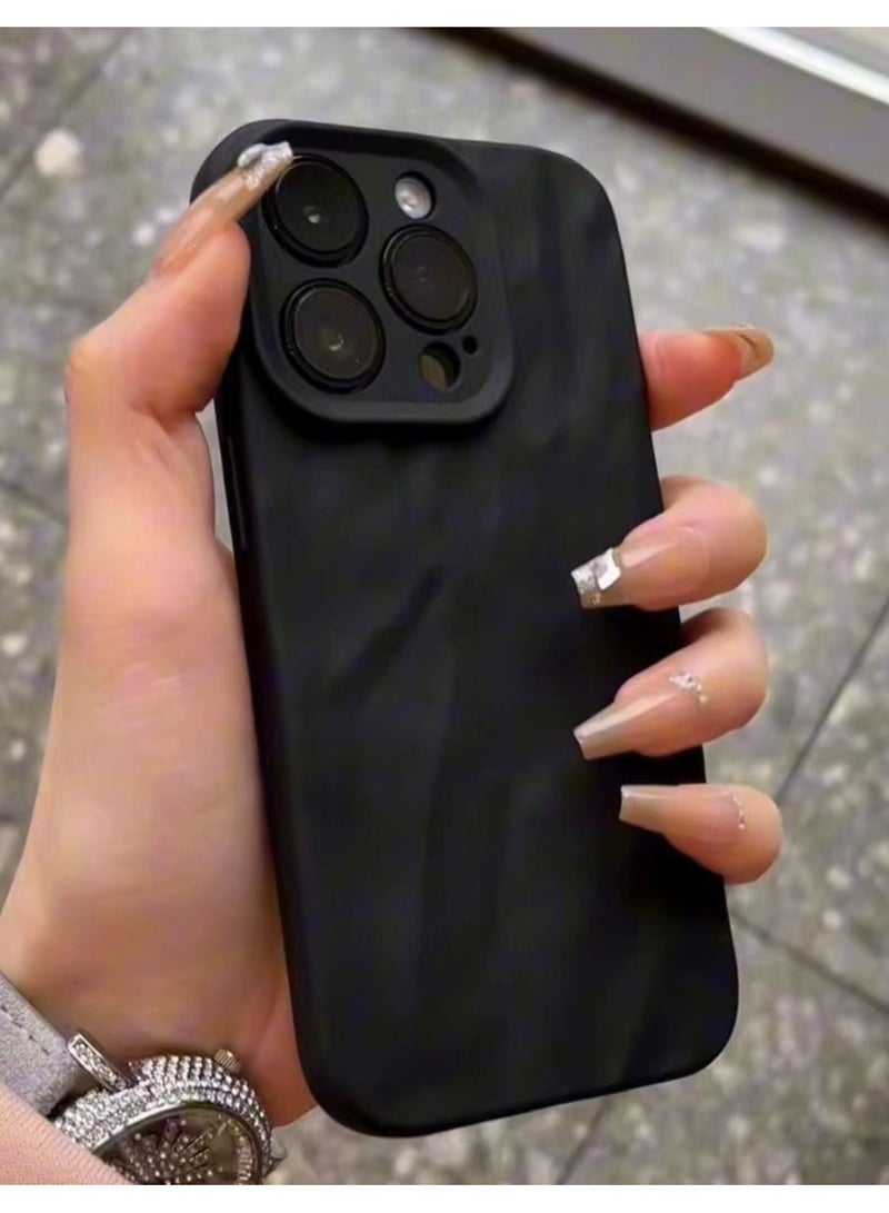 جراب رخامي أسود غير لامع لهاتف iPhone 16 Pro - تصميم محكم ، مقاوم للصدمات ، مضاد لبصمات الأصابع - Image 2