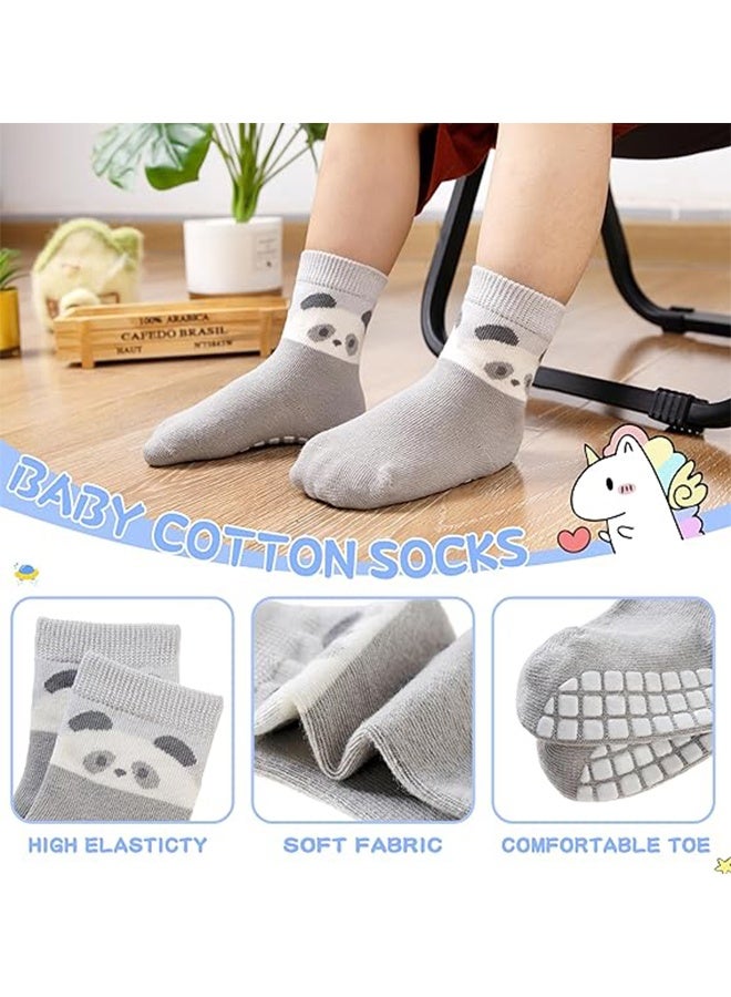 Bukela Baby Non Slip Socks Toddler Boys Girls Grips Cotton Anti Skids Crew Cute Cartoon Infant Socks for 1-3 years toddlers (5 Pairs) - Image 3