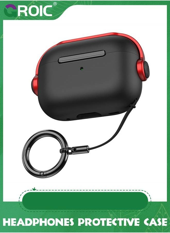 GROIC Black & Red AirPods Pro Generation Case with Secure Lock, Music Headset Earphone Protective Case Cover with Cleaning Kit Compatible with Apple Airpods 3 Charging case  - Image 1
