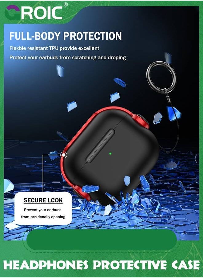 GROIC Black & Red AirPods Pro Generation Case with Secure Lock, Music Headset Earphone Protective Case Cover with Cleaning Kit Compatible with Apple Airpods 3 Charging case  - Image 4