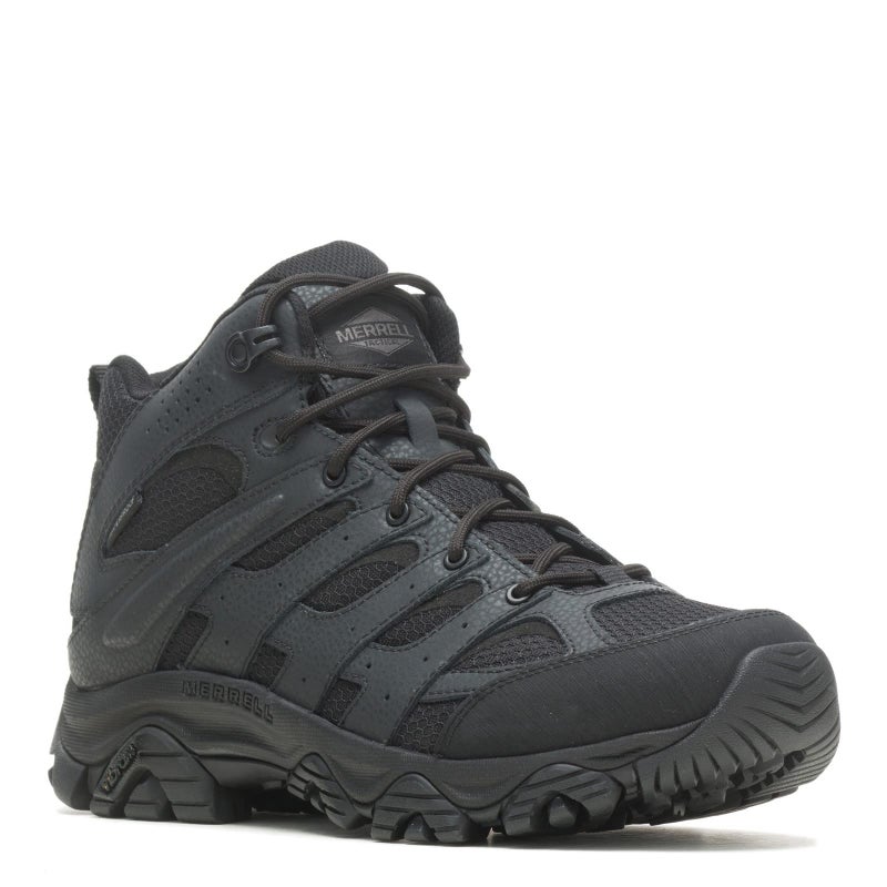 Merrell Mens Moab 3 Mid Waterproof Tactical Boots Comfortable Leather Outdoor Hiking Work Shoes Black 105