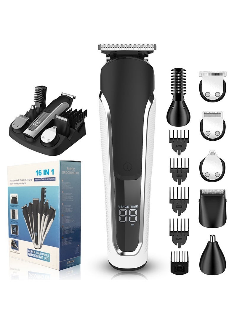 CAYGA 6-in-1 Hair Trimmer for Men ,Beard Trimmer for Men Electric Shaver Nose/Ear Hair Trimmer Rechargeable Hair Clipper Kit with Digital Display - Image 1