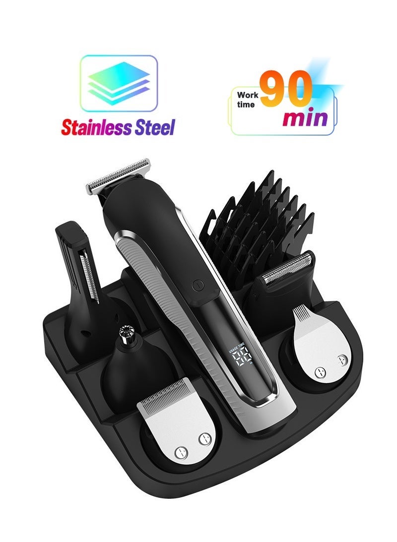 CAYGA 6-in-1 Hair Trimmer for Men ,Beard Trimmer for Men Electric Shaver Nose/Ear Hair Trimmer Rechargeable Hair Clipper Kit with Digital Display - Image 2