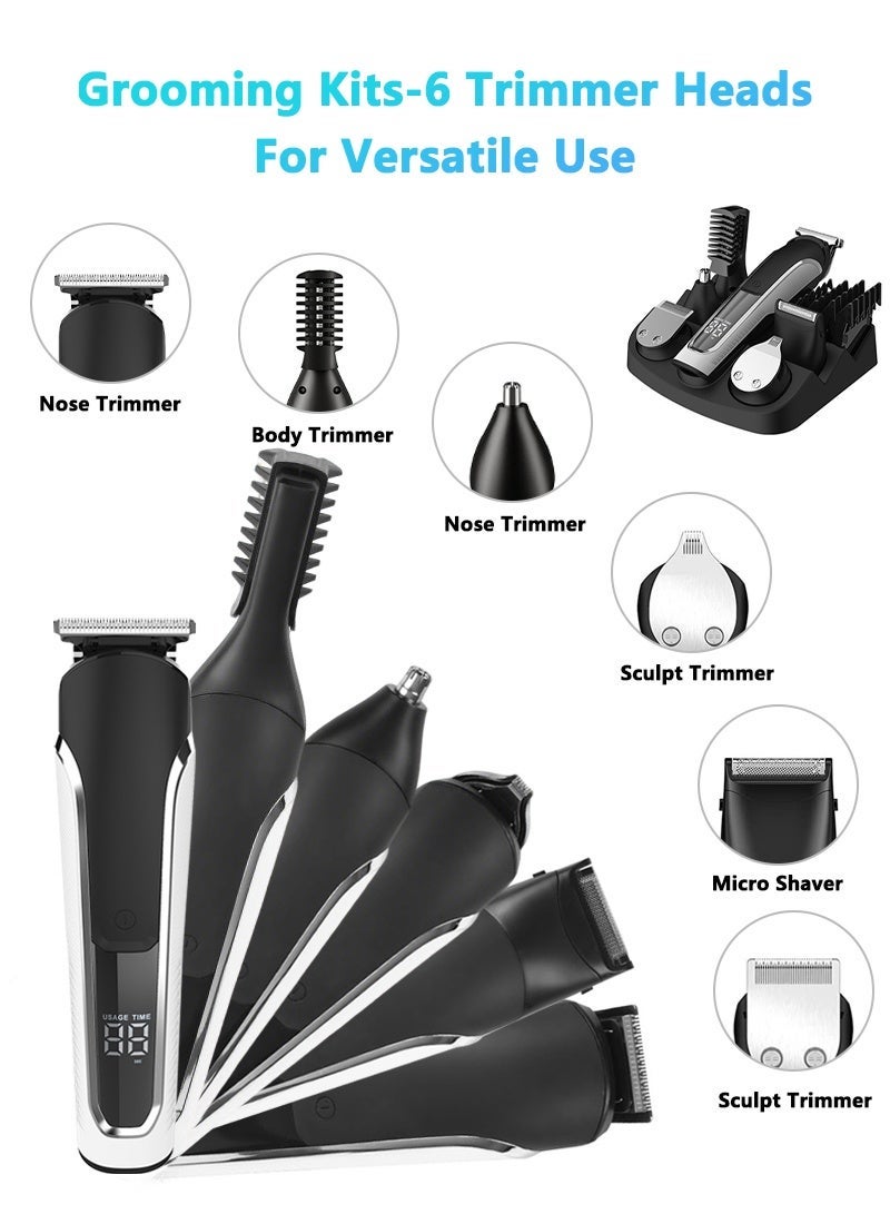 CAYGA 6-in-1 Hair Trimmer for Men ,Beard Trimmer for Men Electric Shaver Nose/Ear Hair Trimmer Rechargeable Hair Clipper Kit with Digital Display - Image 5