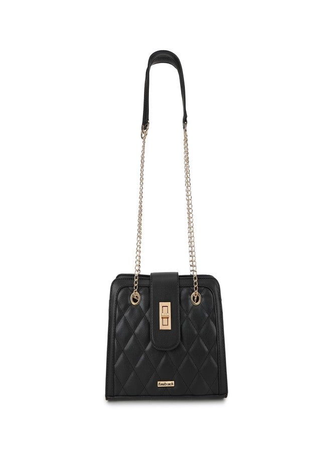 Fastrack PU Structured Quilted Sling Bag for Women, Girls and Ladies | with Semi Chain Strap and Special Metal Lock | Ladies Purse Handbag | Slings for Casual Carry - Image 1
