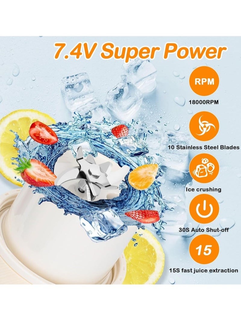 Ceool Portable Blender, Mini 350ML Juicer, Wireless Rechargeable Mixer, 10 Stainless Steel Blades,18000RPM Personal Size Blender For Travel Sports Office School - Image 3