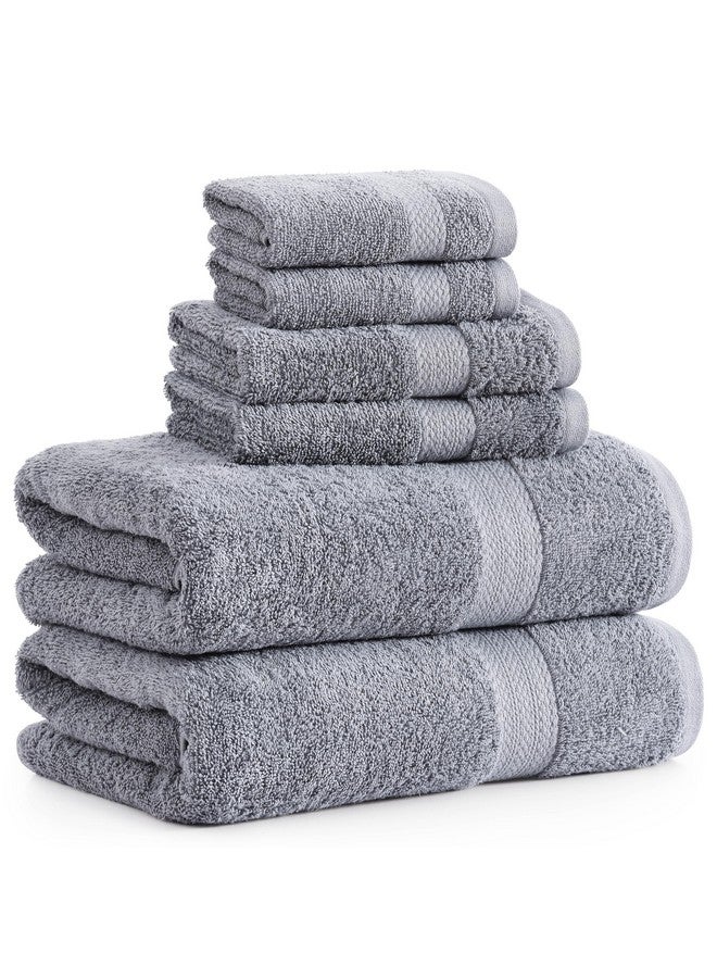 LANE LINEN Lane Linen 100% Mercerized Cotton Luxury Bathroom Towels Set - 6 Pieces - Ring Spun Technology - 2 Bath, 2 Washcloths, 2 Hand Towels - Suitable for All Skin Types including Sensitive Skin - Space Grey  - Image 2