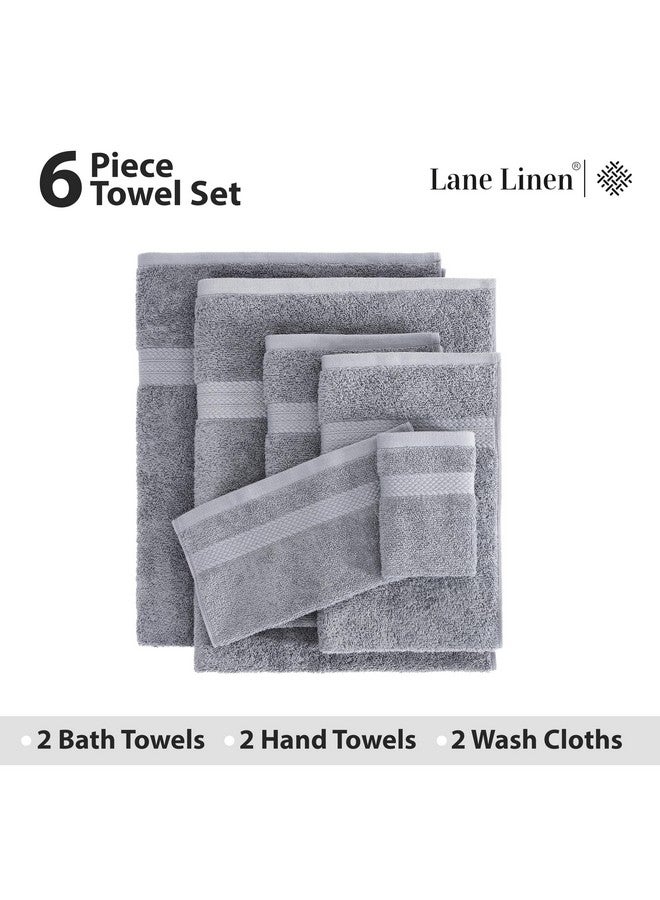 LANE LINEN Lane Linen 100% Mercerized Cotton Luxury Bathroom Towels Set - 6 Pieces - Ring Spun Technology - 2 Bath, 2 Washcloths, 2 Hand Towels - Suitable for All Skin Types including Sensitive Skin - Space Grey  - Image 4