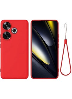 العلبة السيليكونية متوافقة مع Xiaomi POCO F6 5G، ناعمة الملمس، مضادة للصدمات، مضادة للغبار، مضادة للانزلاق، توفر تغطية كاملة للجسم مع حزام معصم قابل للربط لـ Mi POCO F6.