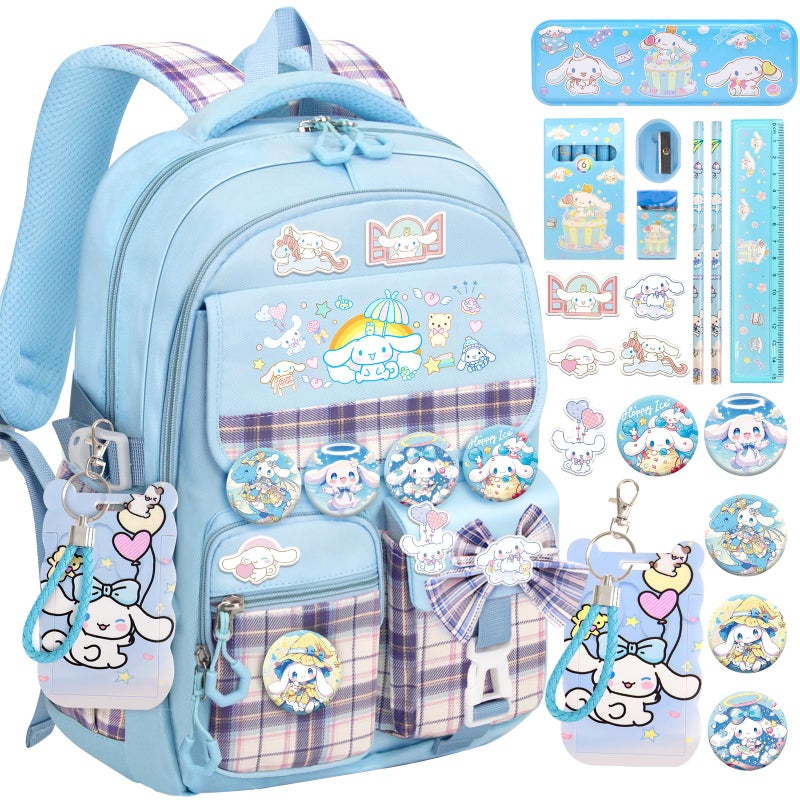 KIEAL 16519IN School Backpack for Girls with 24Pcs Accessories AntiTheft Kids Backpack for Students New Semester Presents with Pins and Card Holder - Image 2