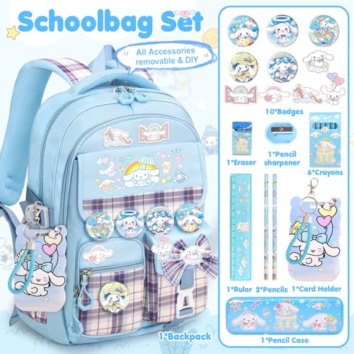 KIEAL 16519IN School Backpack for Girls with 24Pcs Accessories AntiTheft Kids Backpack for Students New Semester Presents with Pins and Card Holder - Image 3