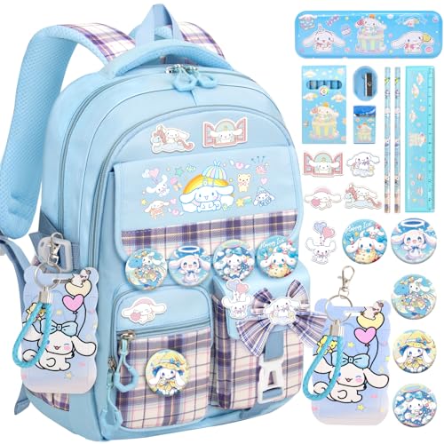 KIEAL 16519IN School Backpack for Girls with 24Pcs Accessories AntiTheft Kids Backpack for Students New Semester Presents with Pins and Card Holder - Image 1
