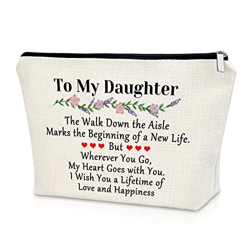 Sazuwu Daughter Wedding Gift from Parents Makeup Bag to My Daughter from Mom Bridal Shower Presents for Bride Cosmetic Bag Bachelorette Wedding Day Presents Travel Pouch - Image 1