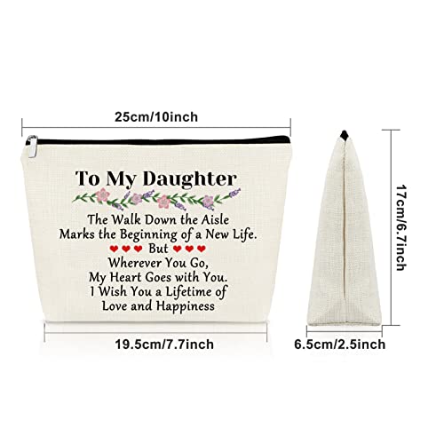 Sazuwu Daughter Wedding Gift from Parents Makeup Bag to My Daughter from Mom Bridal Shower Presents for Bride Cosmetic Bag Bachelorette Wedding Day Presents Travel Pouch - Image 4