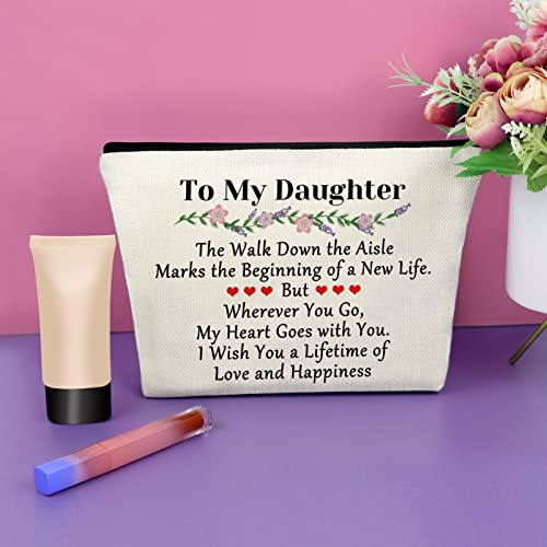 Sazuwu Daughter Wedding Gift from Parents Makeup Bag to My Daughter from Mom Bridal Shower Presents for Bride Cosmetic Bag Bachelorette Wedding Day Presents Travel Pouch - Image 2