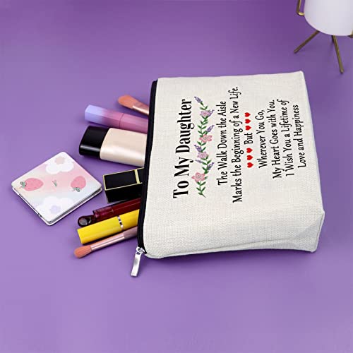 Sazuwu Daughter Wedding Gift from Parents Makeup Bag to My Daughter from Mom Bridal Shower Presents for Bride Cosmetic Bag Bachelorette Wedding Day Presents Travel Pouch - Image 5