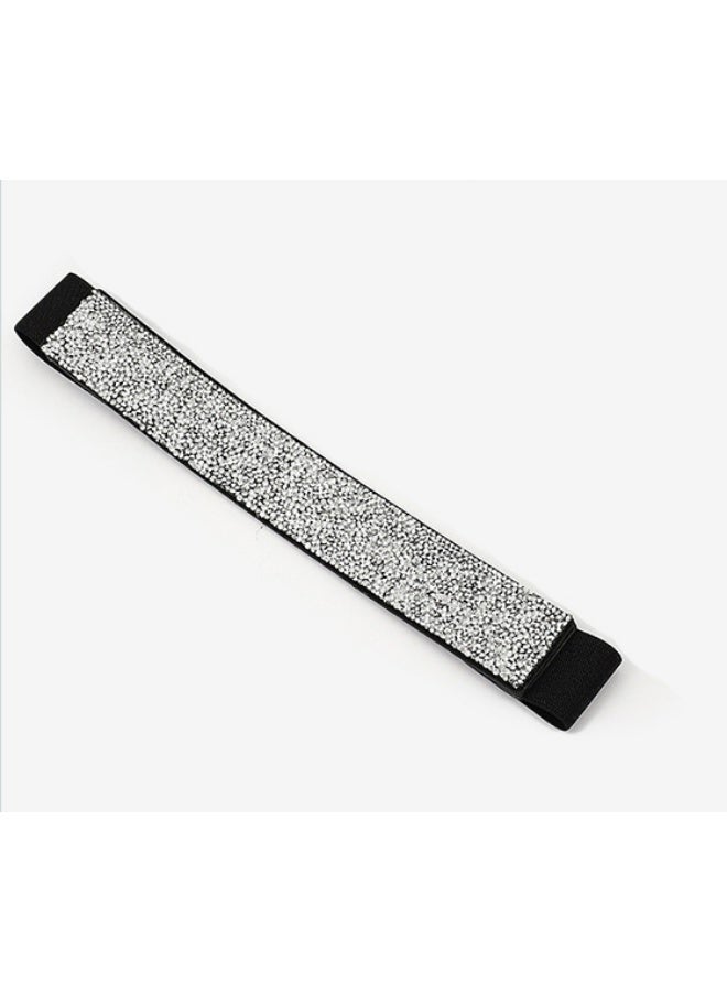 حزام خصر نسائي مطاطي، حزام فساتين مرصع بالكريستال، حزام عريض لامع للحفلات والملابس اليومية - Image 4