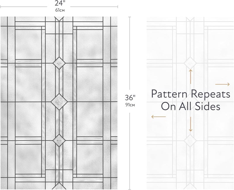 Artscape Geneva 24 x 36 Inch Window Film, Made in USA – Provides Privacy, Non-Adhesive, Textured Leaded Glass Pattern, UV Protection, Easy to Apply and Removable - Image 3