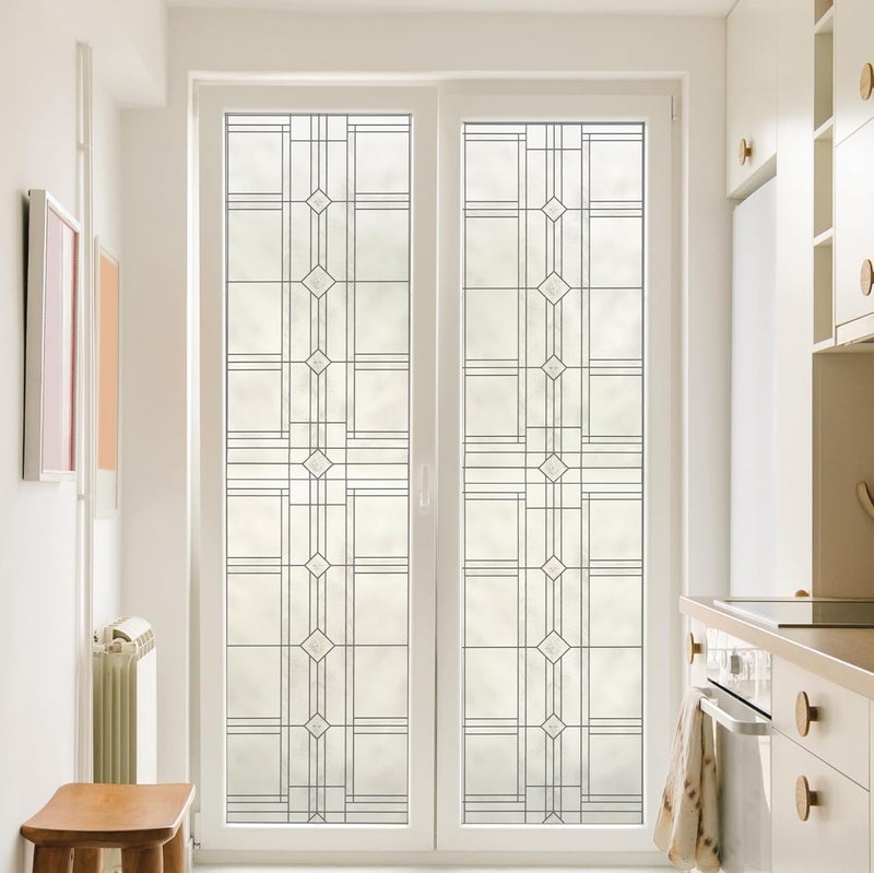 Artscape Geneva 24 x 36 Inch Window Film, Made in USA – Provides Privacy, Non-Adhesive, Textured Leaded Glass Pattern, UV Protection, Easy to Apply and Removable - Image 1
