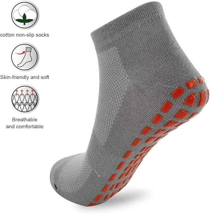 WKLOUYHE Cotton Yoga Socks For Women&Men With Grips, Anti Non Slip Modern Slipper Socks For Ballet, Pilates, Hospital, Home, 2 Pairs Anti-Slip Prevention Grip Sock_Assorted Color,Free Size - Image 2