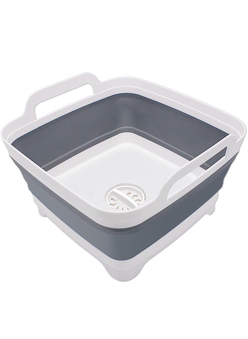 ميكسد حوض أطباق قابل للطي سعة 9 لتر مع سدادة تصريف، حوض متعدد الاستخدامات قابل للطي في الهواء الطلق موفر للمساحة في الهواء الطلق، حوض أطباق، صينية تخزين المطبخ للتخييم، غسيل الخضار - Image 1