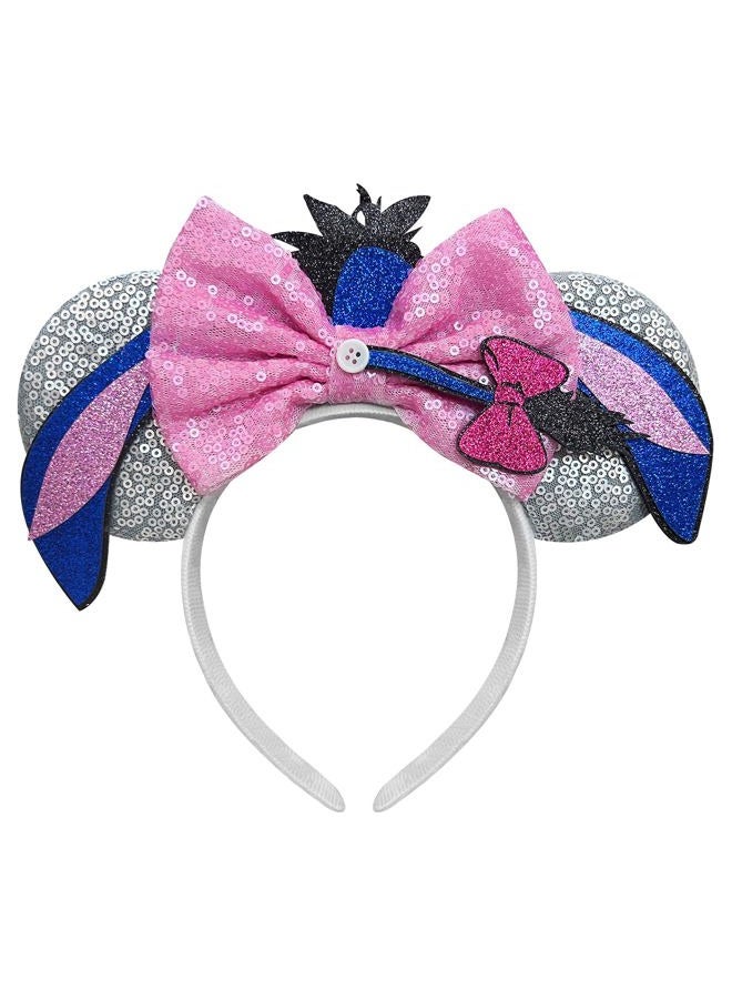Donkey Mouse Ears Headband for Adult Pink Sequin Bows Hair Band