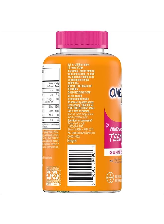 One A Day Teen for Her Multivitamin Gummies, Gummy Multivitamins with Vitamin A, C, D, E and Zinc for Immune Health Support, Physical Energy & more, 150 Count - Image 3