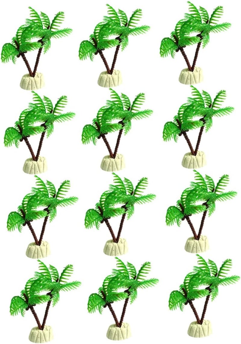 12pcs Miniature Coconut Tree Aquarium Decor Soft Leaves Safe for Fish Shrimp for Aquatic Plants Landscape Elegant Fish Tank Decoration - Image 1