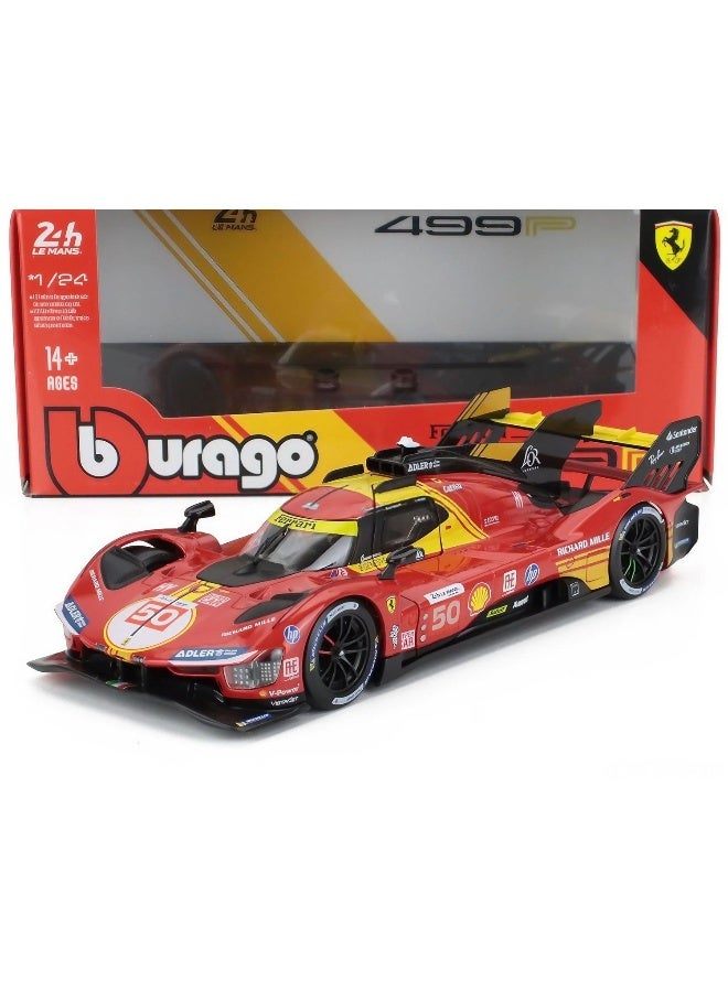 Bburago سيارة ببراغو ريسينغ 24 ساعة لومان هايبركار 2024 فيراري 499P #50 أنطونيو فوكو (1:24، أحمر) - Image 2