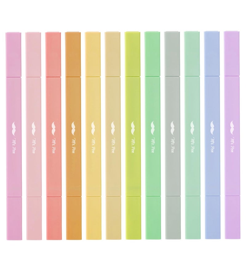 Mr. Pen Mr Pen Dual Tip Aesthetic Highlighters 12 pcs Chisel Fine Tip Cute Highlighters Assorted Colors for Journaling Highlighting Underlining Fast Dry Back to School Supplies - Image 2