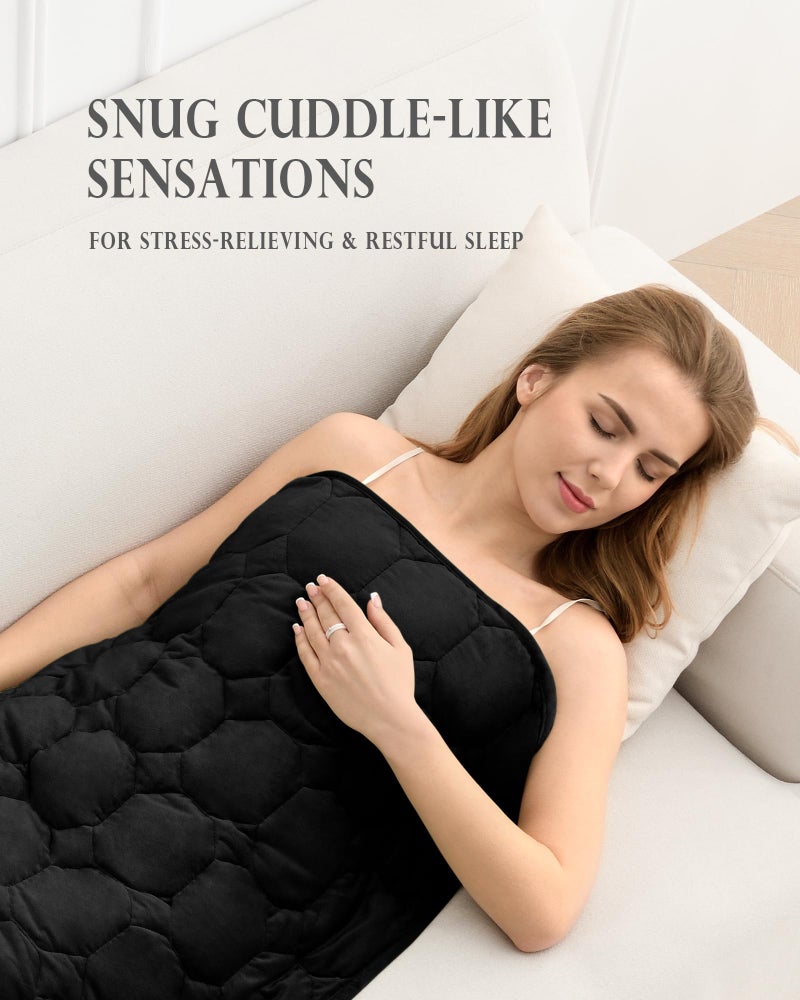 Cottonblue Weighted Blanket 7lbs for Adults  Weighted Lap Blanket Adults  29'' x 24'' Small Weighted Blankets for Travel  Sleeping & Calming  Machine Washable Weighted Lap Pad  Black - Image 2