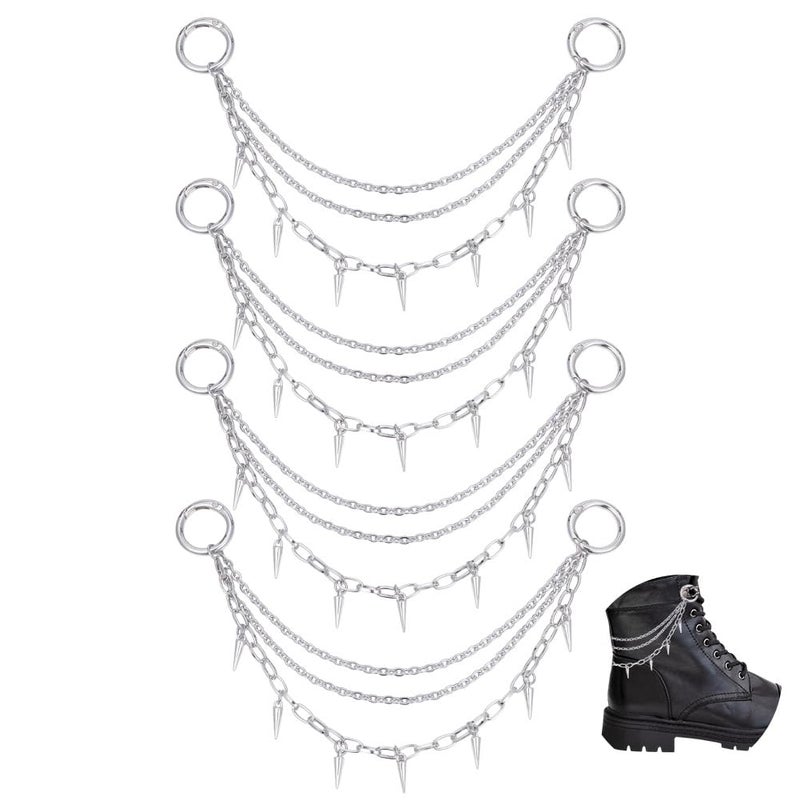 1set 4pcs 304 Stainless Steel Boot Strap Chains with Alloy Spring Gate Rings 240mm 4pcs/set - Image 1