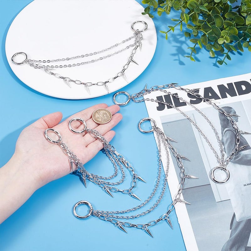 1set 4pcs 304 Stainless Steel Boot Strap Chains with Alloy Spring Gate Rings 240mm 4pcs/set - Image 3