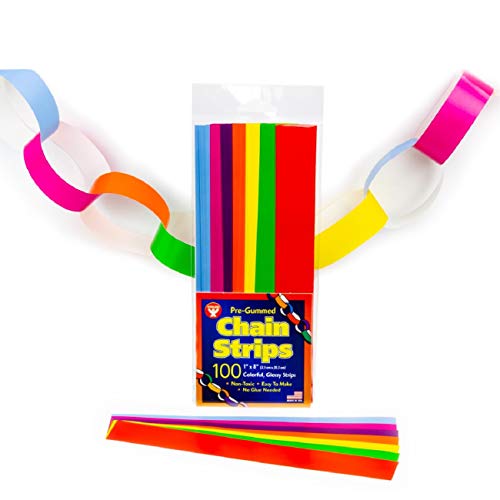 Hygloss Stick-A-Licks-Chain Arts & Crafts-Classroom Activities-Fun for Kids-Super Strips-Size 1” x 8” -100 Pcs, Assorted Colors - Image 1