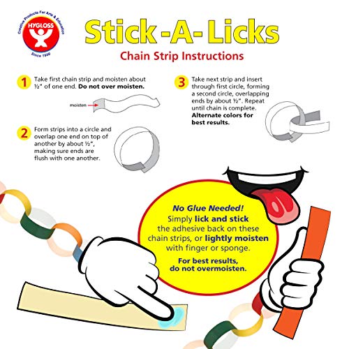 Hygloss Stick-A-Licks-Chain Arts & Crafts-Classroom Activities-Fun for Kids-Super Strips-Size 1” x 8” -100 Pcs, Assorted Colors - Image 4