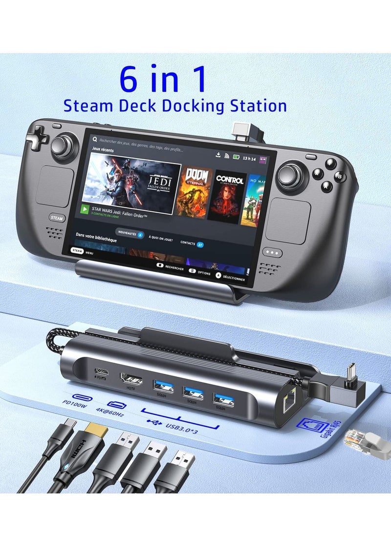 Y&D 6-in-1 Docking Station for Steam Deck, HDMI 2.0 4K@60Hz, Gigabit Ethernet, 3 USB-A 3.0, USB-C PD Port Full Speed Charging - Compatible with Valve Stream Deck Accessories  - Image 5