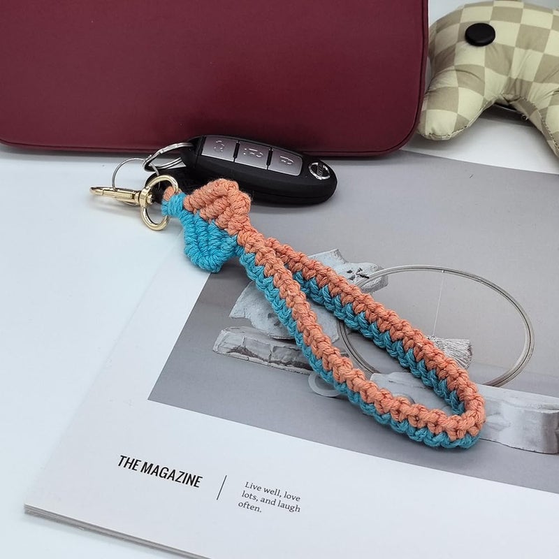 Moydolo Macrame Boho Handmade Cute Bracelet Holder Keychain Wristlet Key Chain Wrist Lanyard for Women Girls - Image 1