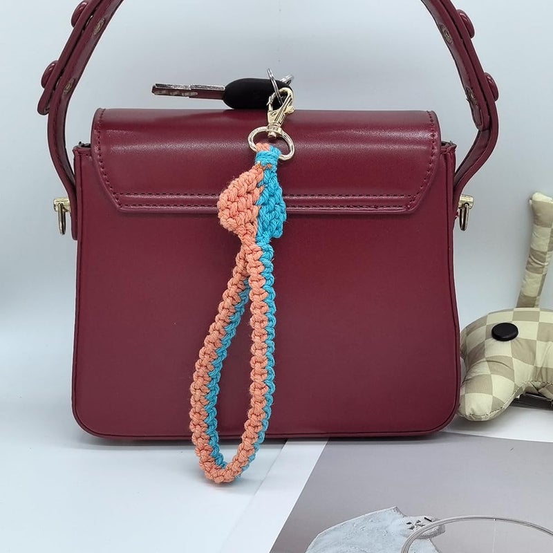 Moydolo Macrame Boho Handmade Cute Bracelet Holder Keychain Wristlet Key Chain Wrist Lanyard for Women Girls - Image 2