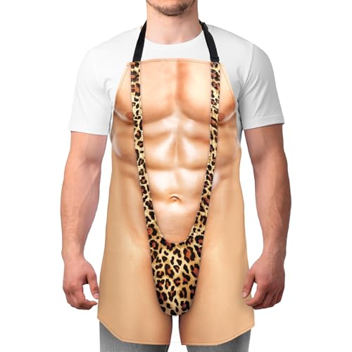 A AIFAMY Funny Men Cooking Grilling Aprons Belly BBQ Funny Gag Gifts for Christmas White Elephant Gift Exchange MuscleMankini One Size - Image 1