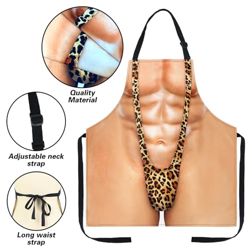 A AIFAMY Funny Men Cooking Grilling Aprons Belly BBQ Funny Gag Gifts for Christmas White Elephant Gift Exchange MuscleMankini One Size - Image 3