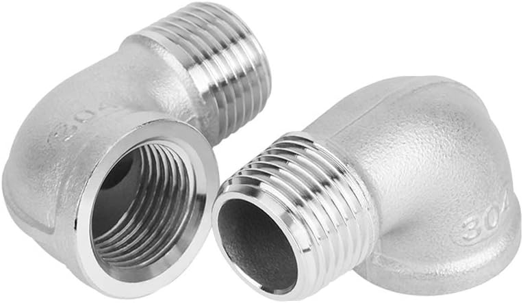 Hooshing 2PCS 1/2" NPT Stainless Steel 90 Degree Elbow Female x Male Thread Pipe Fitting - Image 1