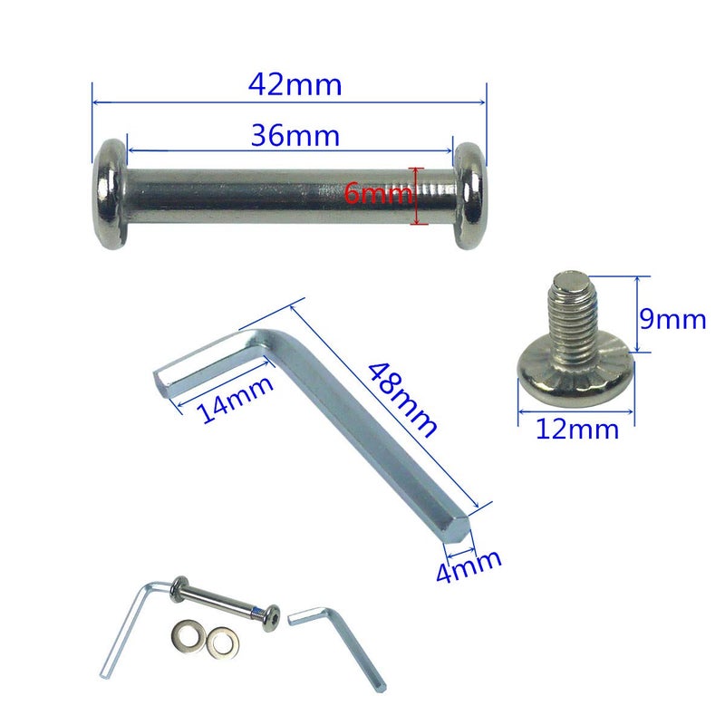 YongXuan OD 15/64" (6mm) Shaft Hex Socket Screw Inline Skate Wheel Roller Blades Replacement Skate Wheel Axles Repair kit (36 mm) - Image 2