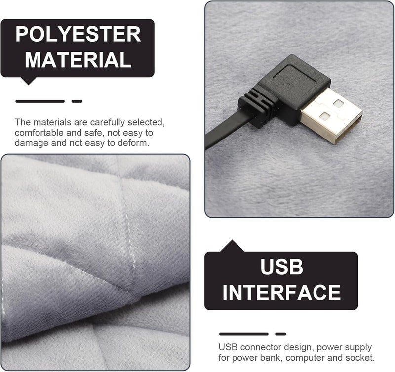 USB Multifunctional Heated Blanket Gray Low Voltage Electric Warm Shawl for Home Office Camping Wearable Reusable Fast Heating Cozy Comfort for Winter - Image 4