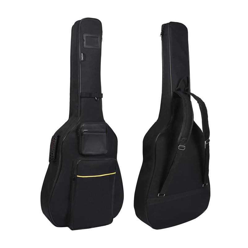 PPOPPO 40 41 42 Inch Acoustic Guitar Bag, Oxford Fabric with 0.35" Thick Padding, Water Resistant Gig Bag, 2 Storage Pockets, Side Handle & Back Hanger Loop, Adjustable Dual Shoulder Straps, Black - Image 1
